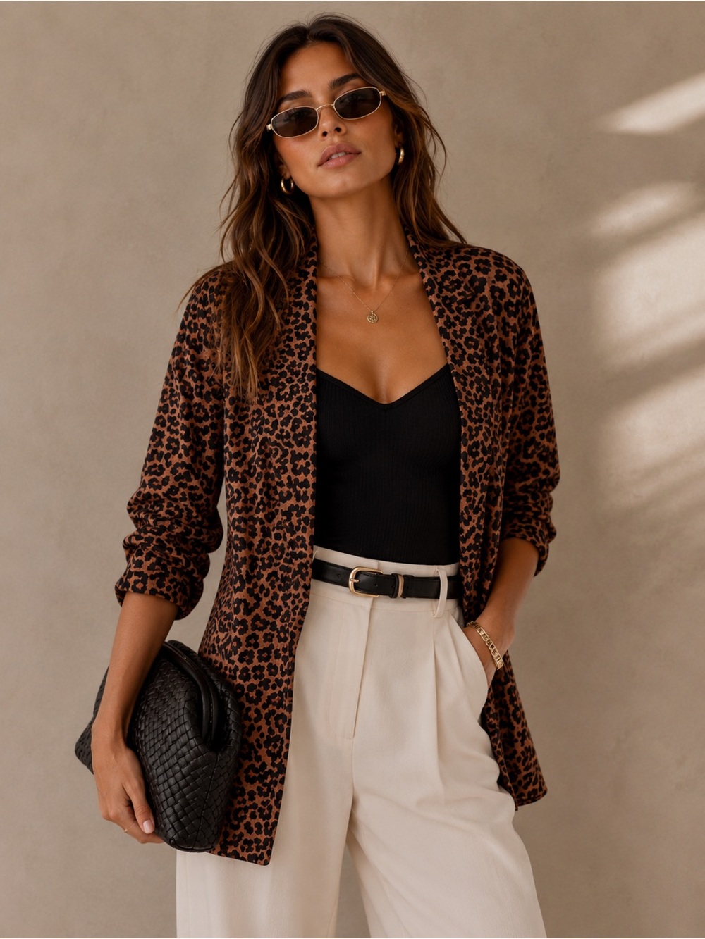 Beach Riot x Revolve Blake Leopard Print Open Front Lightweight Blazer